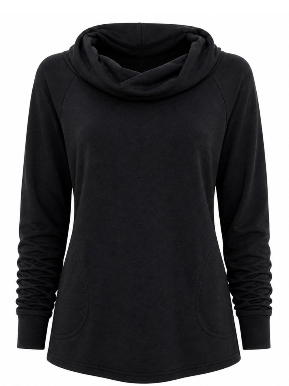 EMK Everyday Debbie Top Black Cowl Neck Bamboo Tunic Medium